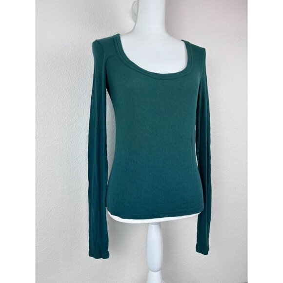 ATM Anthony Thomas Melillo Modal rib long-sleeve scoop-neck top green medium - Picture 2 of 9